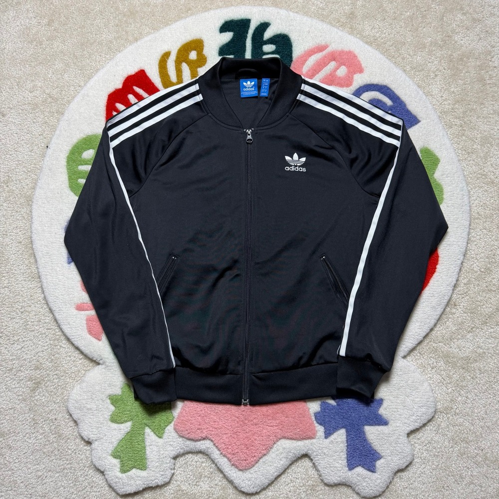 Adidas Originals Supergirl Track Jacket Black White Trefoil Women's Small